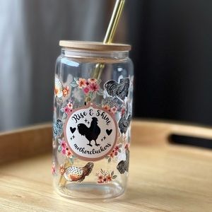 Iced Coffee Cup with Glass Straw